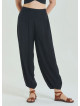 Elastic Waist Relaxed Cut Black Plus Size Trousers 4627